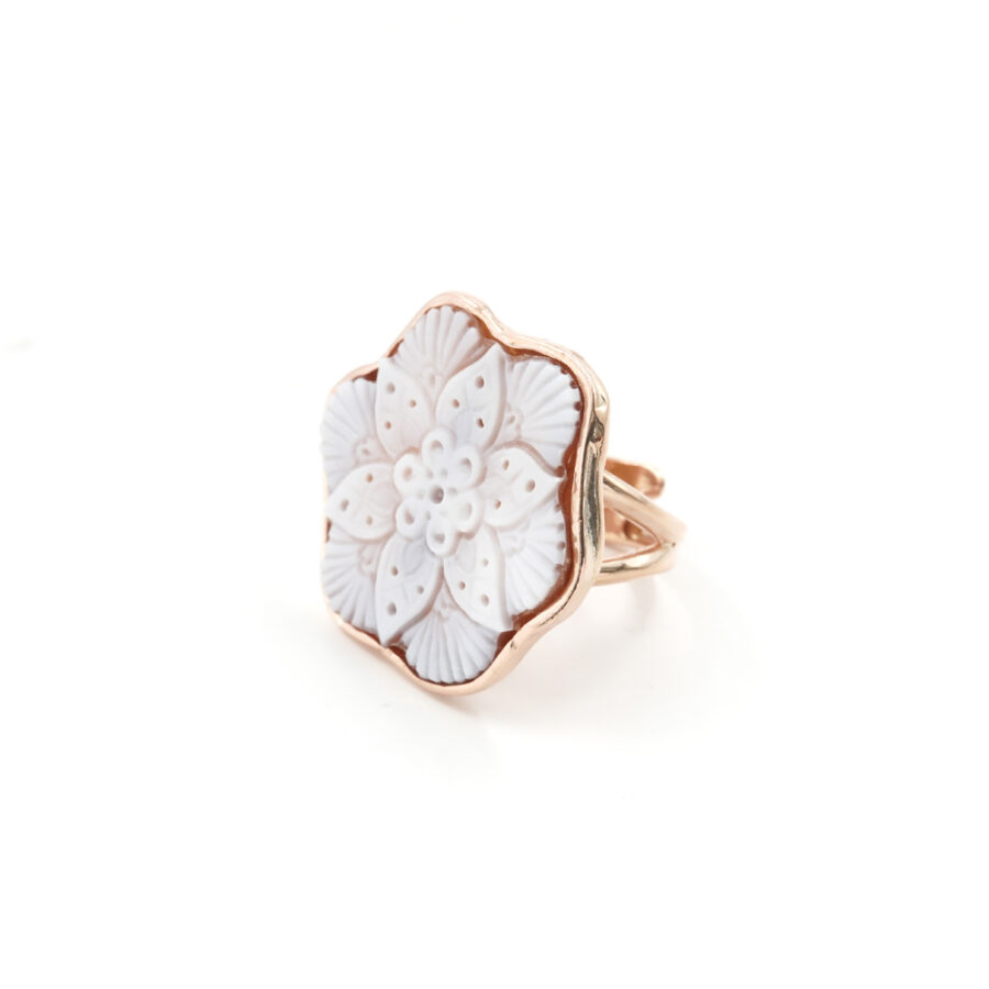 Anello in Argento 925‰ con cammeo di conchiglia inciso – Rosato - immagine 5