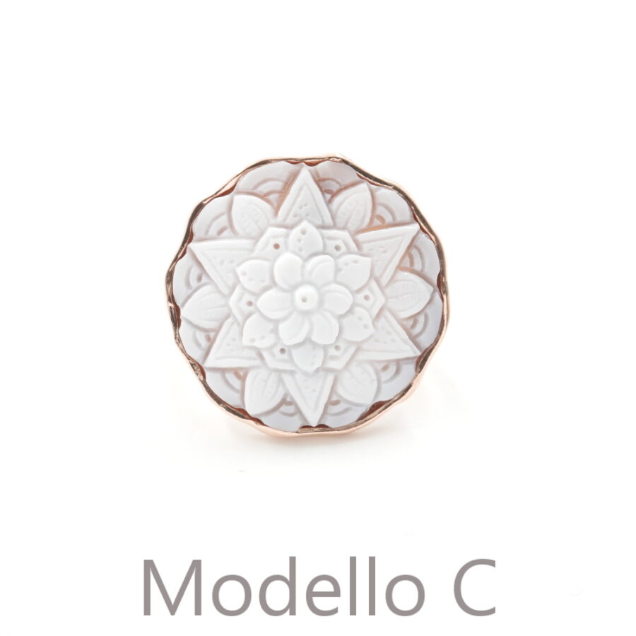Anello in Argento 925‰ con cammeo di conchiglia inciso – Rosato - immagine 7