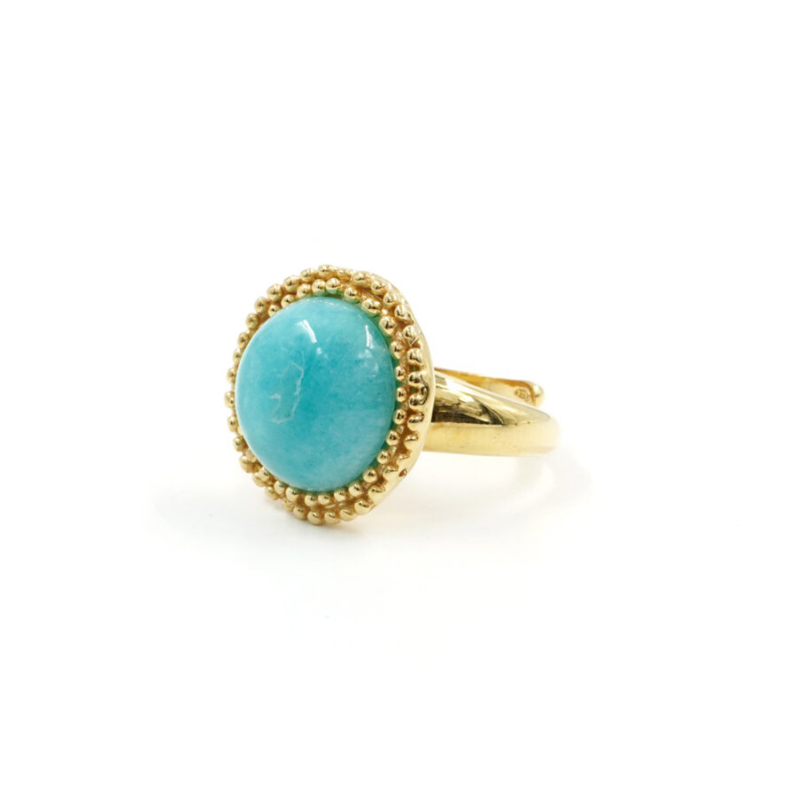 Anello in argento 925 con spola di Amazzonite – Dorato
