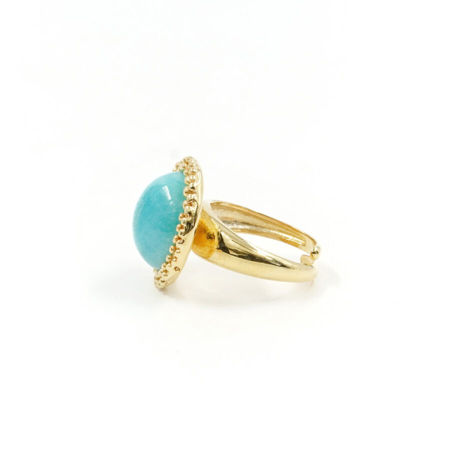 Anello in argento 925 con spola di Amazzonite – Dorato - immagine 2