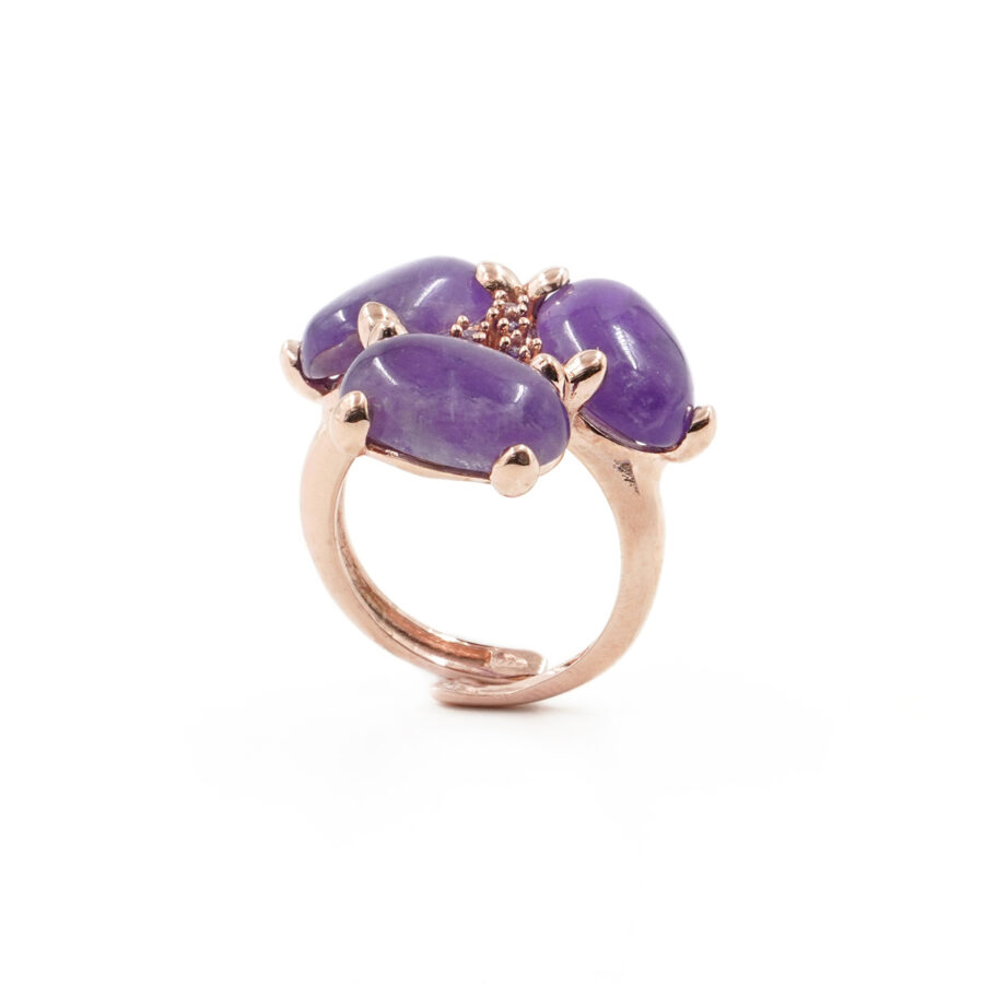 Anello in argento 925 con ametista e zirconi – Rosato - immagine 2
