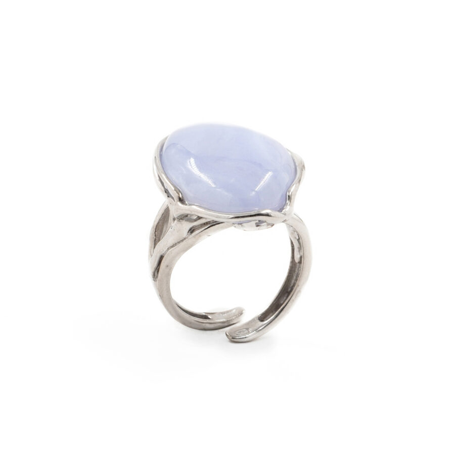 Anello in argento 925 con calcedonio – Platinato - immagine 2