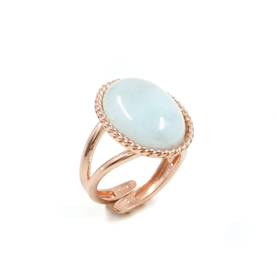 Anello in argento 925 con acquamarina – Rosato