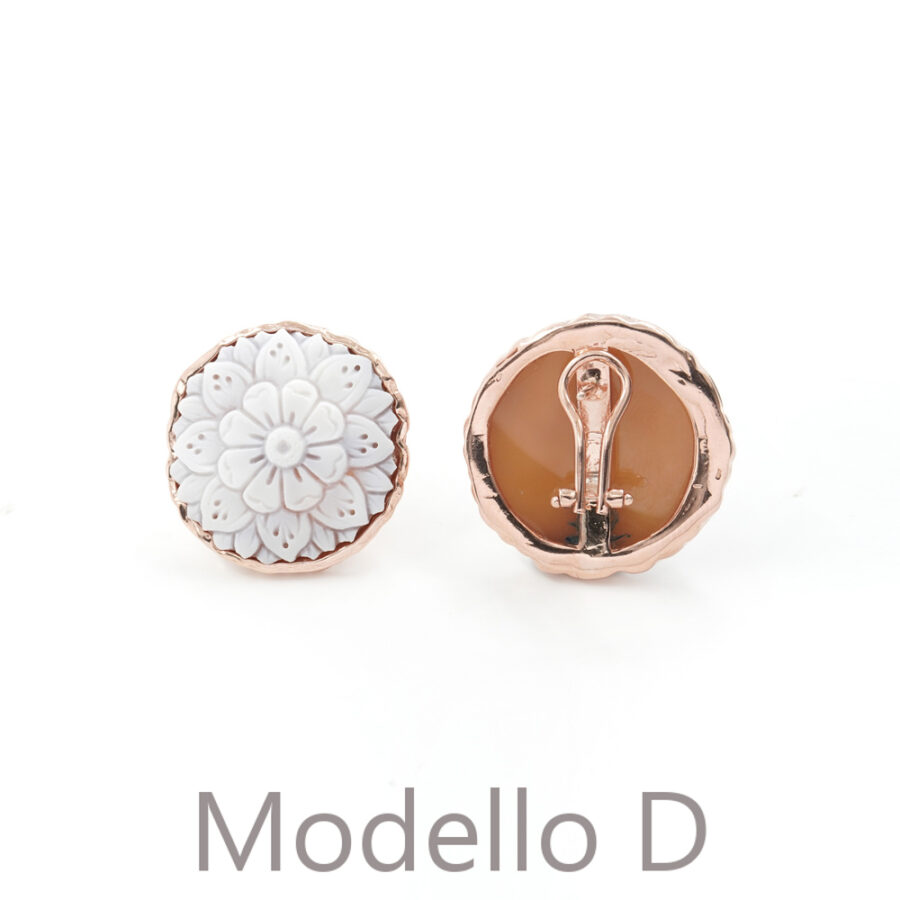 Coppia di orecchini in argento 925‰ cammeo di conchiglia inciso a mano – Rosato - immagine 4