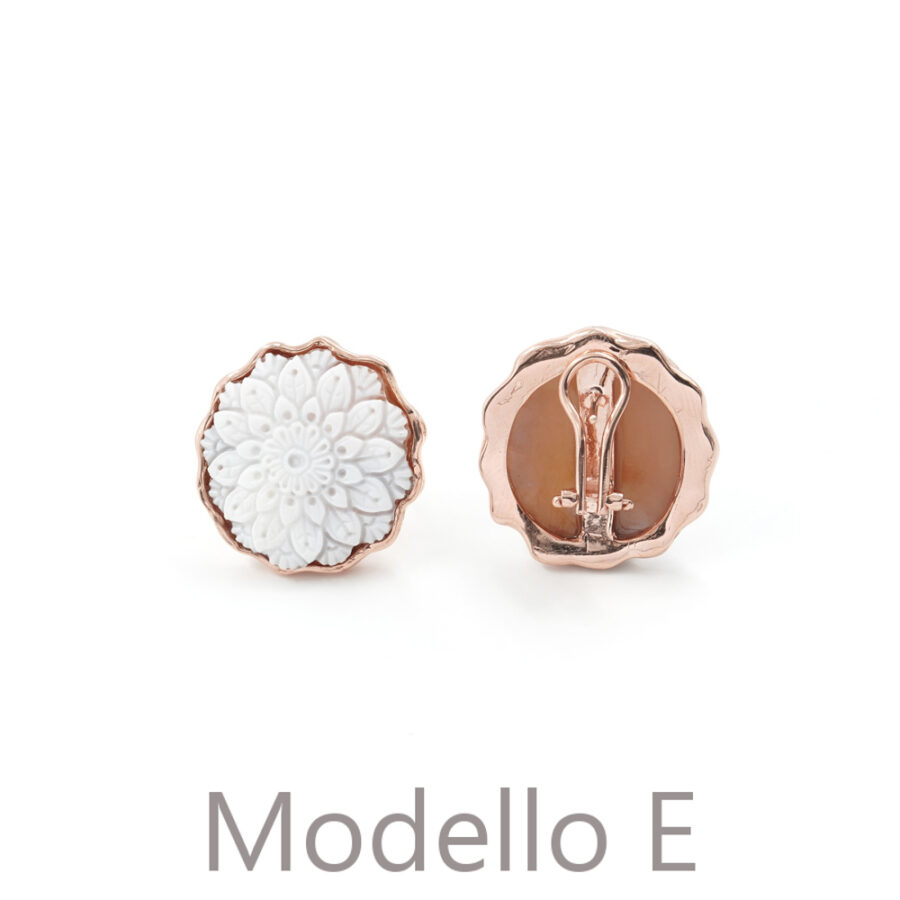 Coppia di orecchini in argento 925‰ cammeo di conchiglia inciso a mano – Rosato - immagine 5