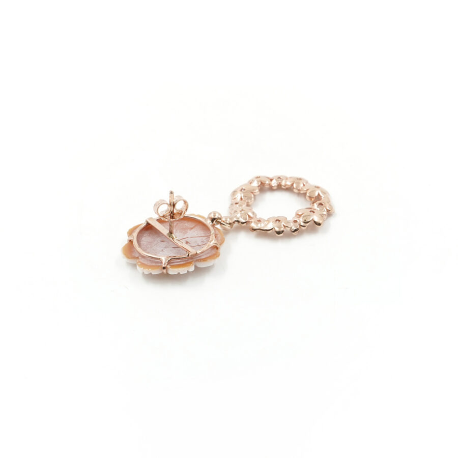 Coppia di orecchini in argento 925‰ con cammeo e elemento zirconato – Rosato - immagine 2