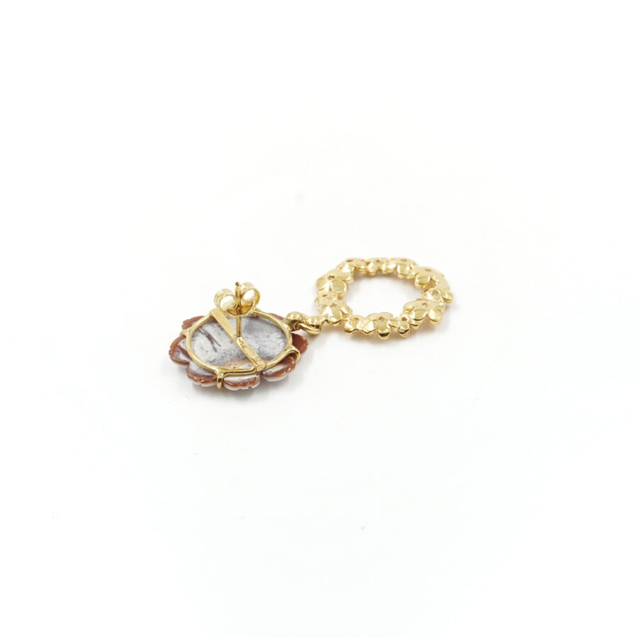 Coppia di orecchini in argento 925‰ con cammeo e elemento zirconato – Dorato - immagine 2