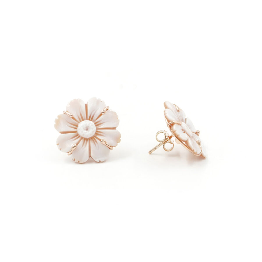 Coppia di orecchini in argento 925‰ con cammeo – Rosato