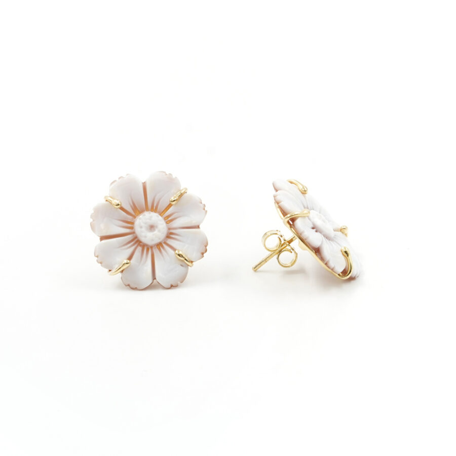 Coppia di orecchini in argento 925‰ con cammeo – Dorato