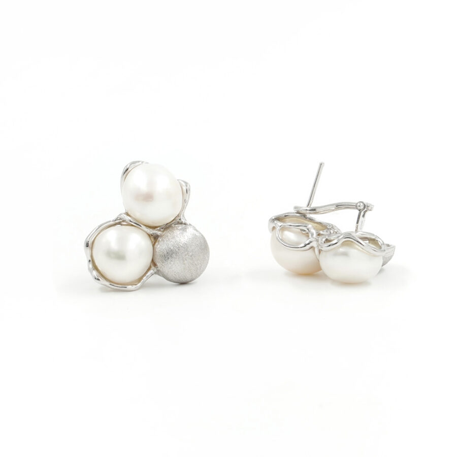 Orecchini in Argento 925 con perle bianche – Rodiato