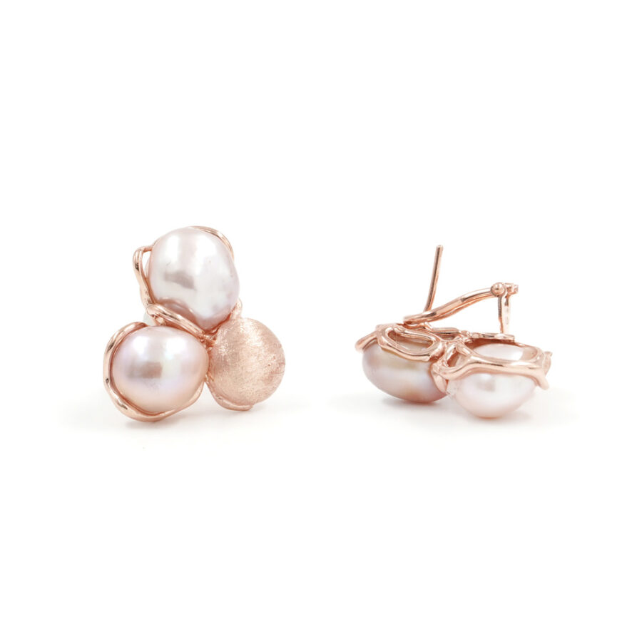 Orecchini in Argento 925 con perle rosa, glicine – Rosato