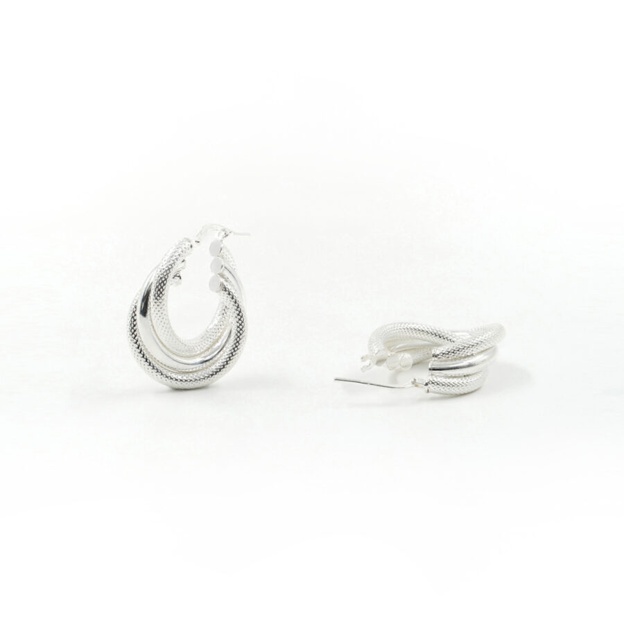 Orecchini in argento 925 a baionetta 20mm – Argentato - immagine 3