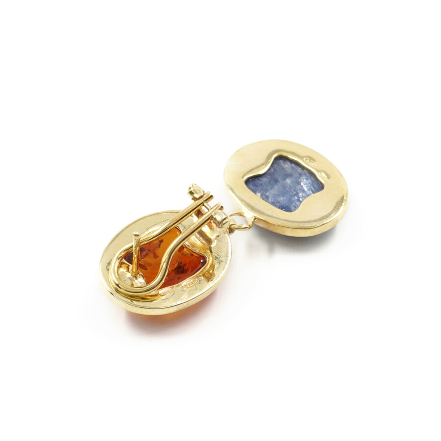 Orecchini in argento 925 con ambra e cianite – Dorato - immagine 2
