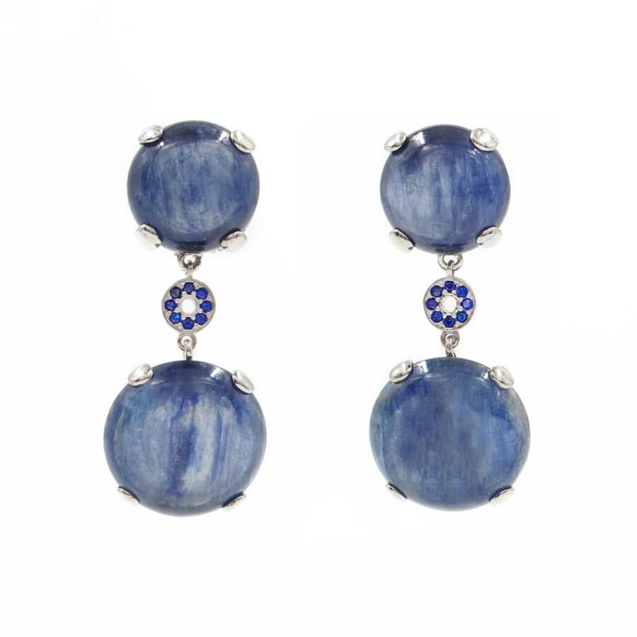 Orecchini in argento 925 con cianite e zirconi – Platinato