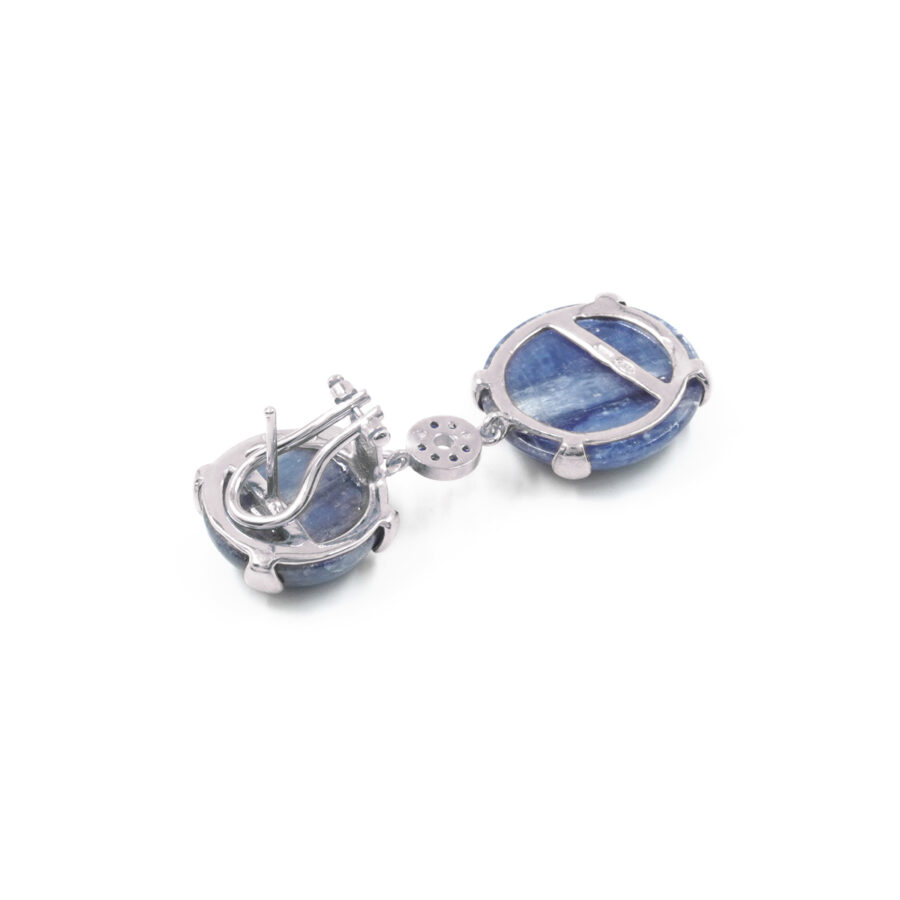Orecchini in argento 925 con cianite e zirconi – Platinato - immagine 2