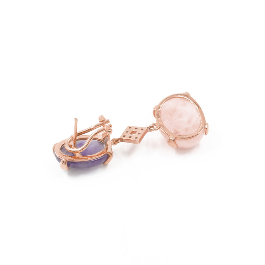 Orecchini in argento 925 con morganite, ametista e zirconi – Rosato - immagine 2