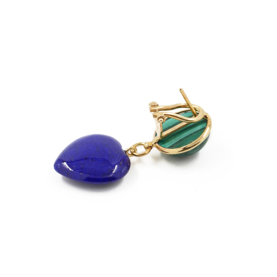 Orecchini in argento 925 con malachite e lapis – Dorato - immagine 2