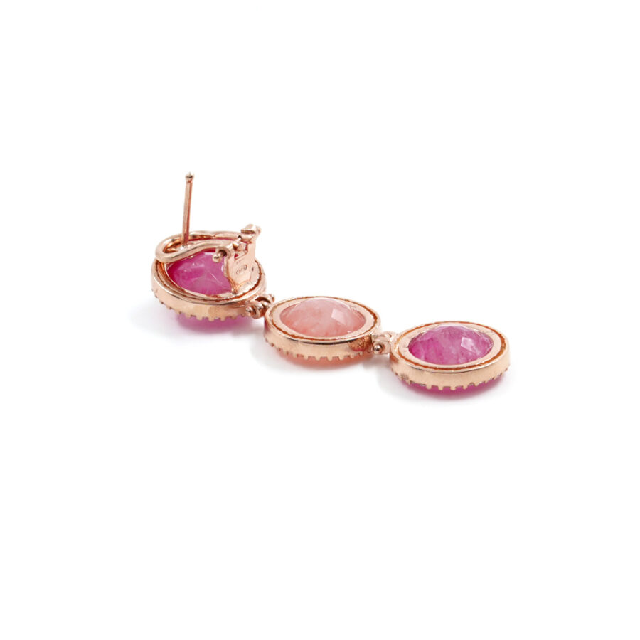 Orecchini in Argento 925 con zirconi bianchi e cristallo rosso e arancione – Rosato - immagine 2