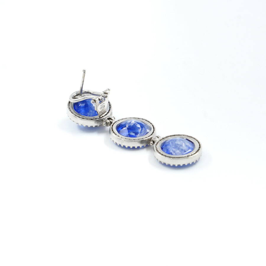 Orecchini in Argento 925 con zirconi bianchi e cristallo blu – Platinato - immagine 2