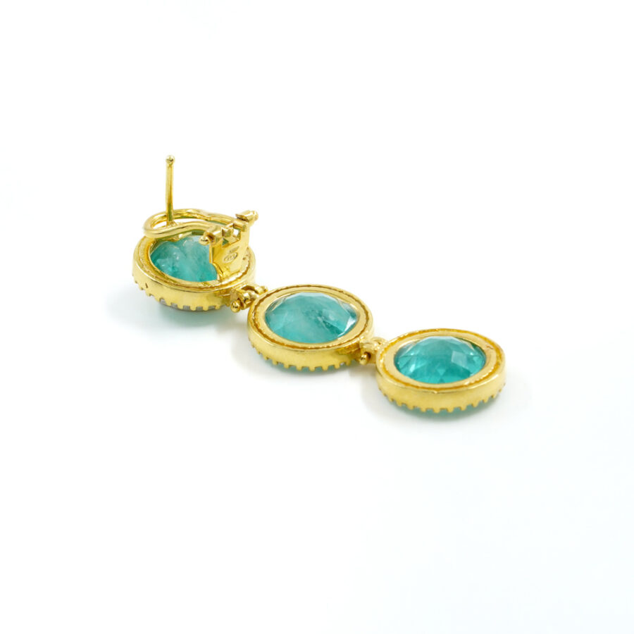 Orecchini in Argento 925 con zirconi bianchi e cristallo verde – Dorato - immagine 2