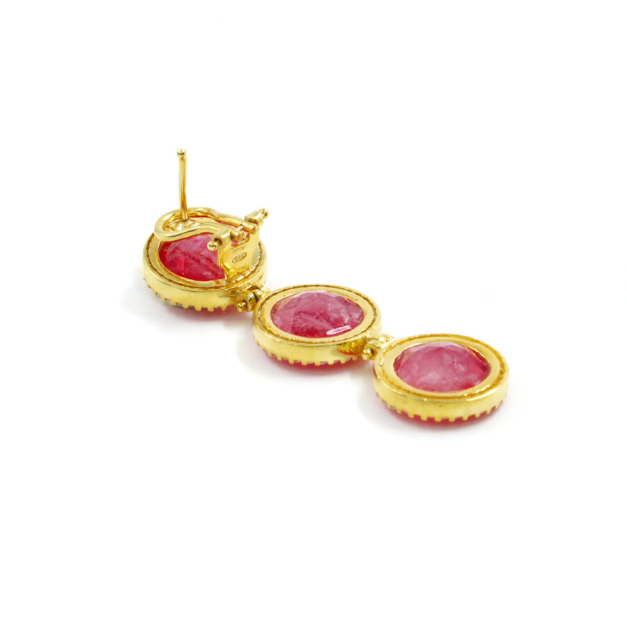 Orecchini in Argento 925 con zirconi bianchi e cristallo rosso – Dorato - immagine 2