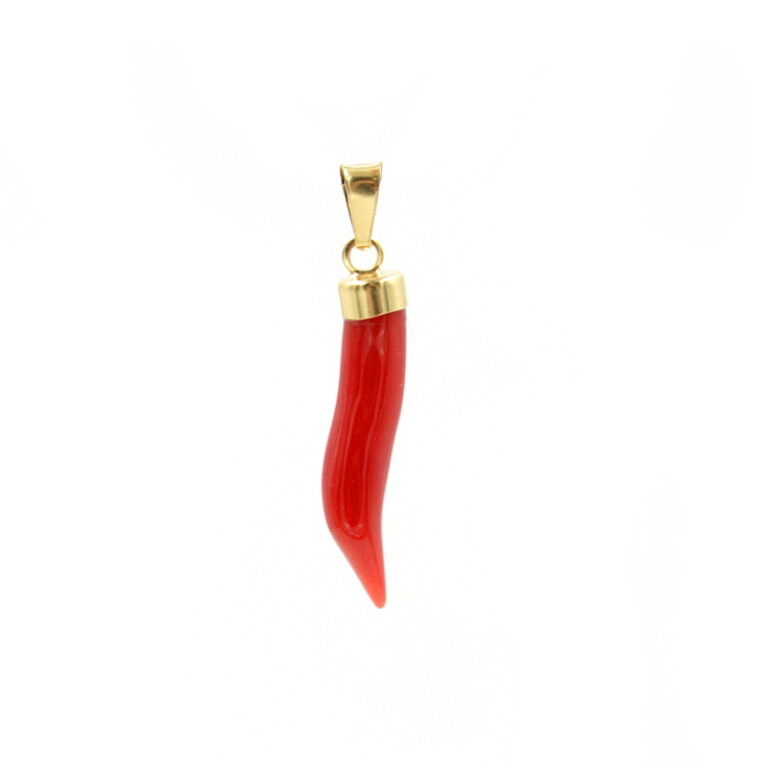 Orecchini Corno Rosso Portafortuna in Argento Sterling 925 Smaltato a mano, Orecchini Portafortuna al Lobo Rosso