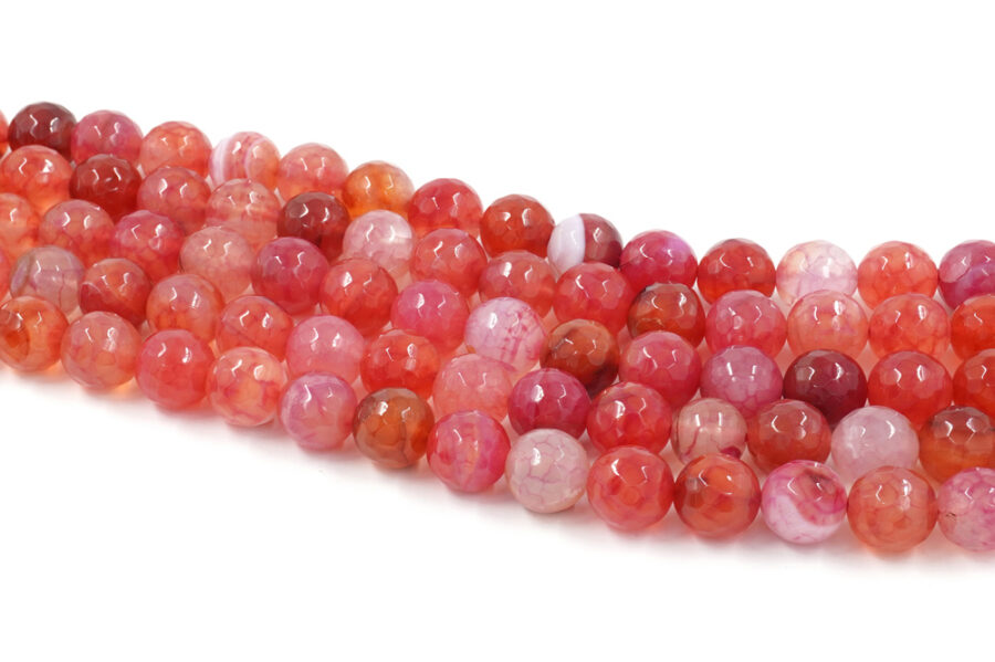 Agata tinta fili round sfaccettati 12mm – Rossa Multicolor