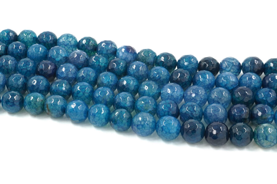 Agata tinta fili round sfaccettati 12mm – Blu Multicolor