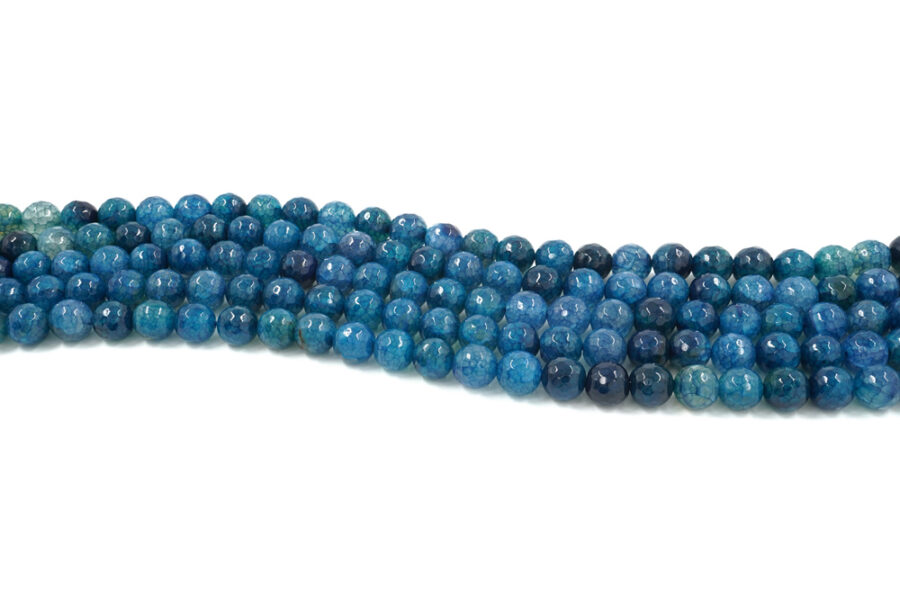 Agata tinta fili round sfaccettati 12mm – Blu Multicolor - immagine 2