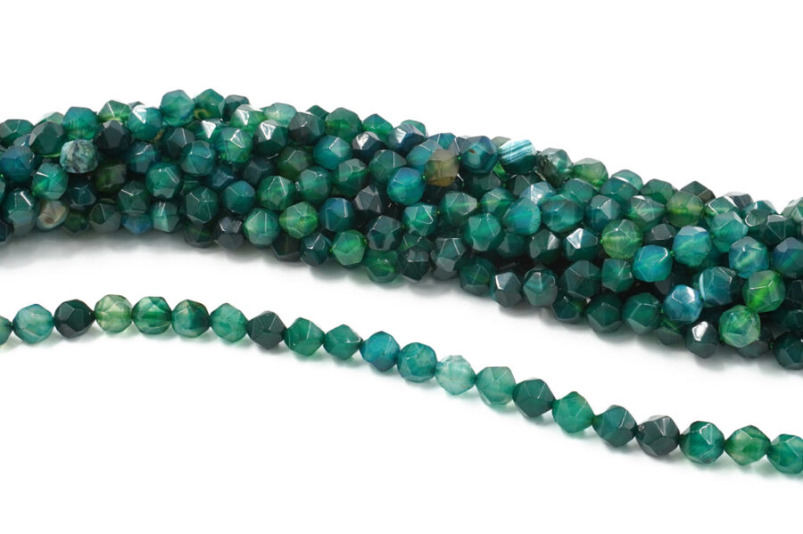 Agata tinta fili round sfaccettati 8mm – Verde Multicolor