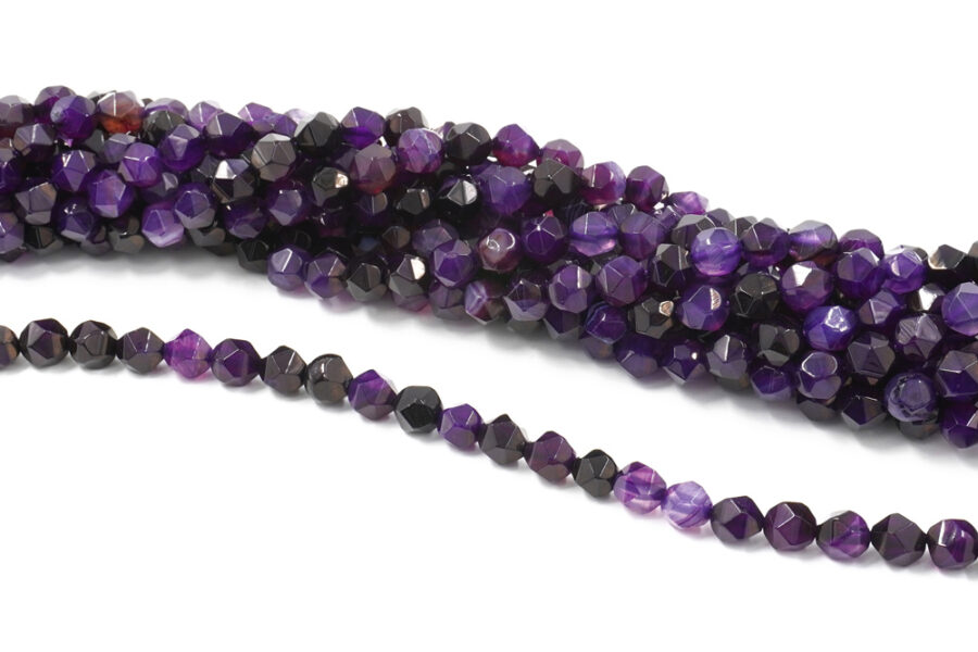 Agata tinta fili round sfaccettati 8mm – Viola Multicolor