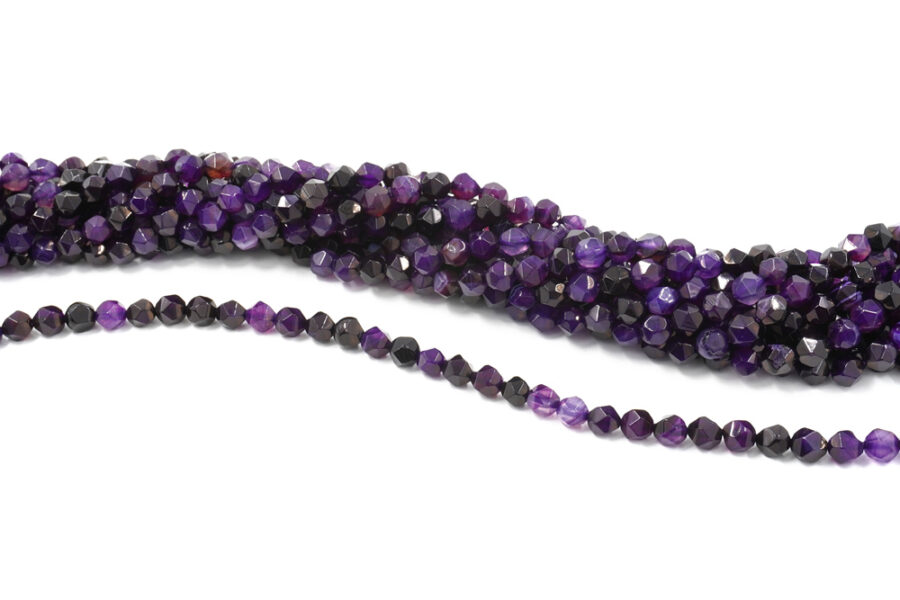 Agata tinta fili round sfaccettati 8mm – Viola Multicolor - immagine 2