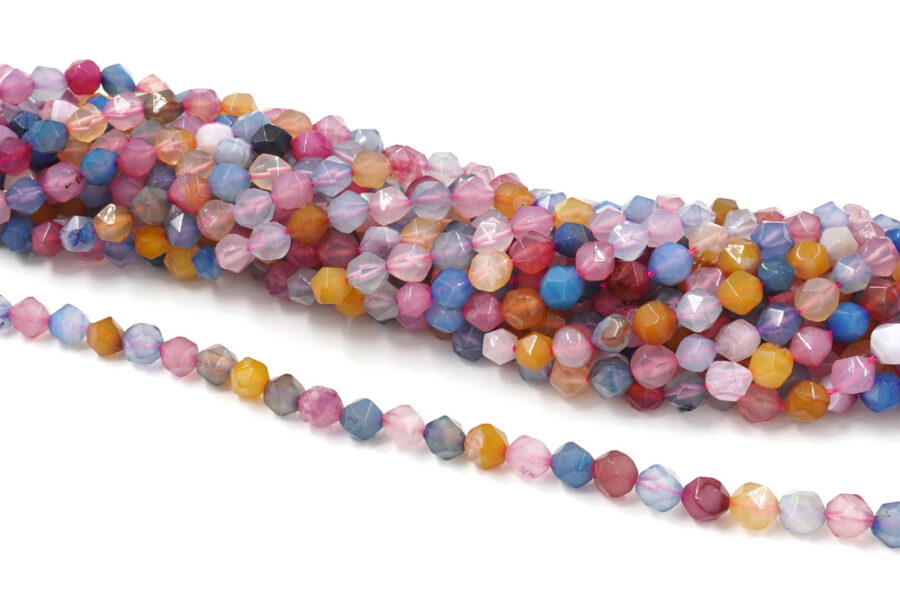 Agata tinta fili round sfaccettati 8mm – Multicolor