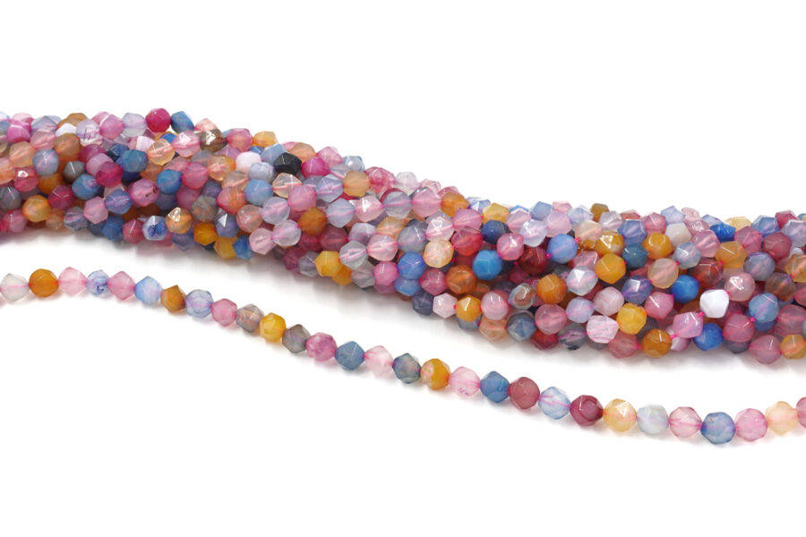 Agata tinta fili round sfaccettati 8mm – Multicolor - immagine 2