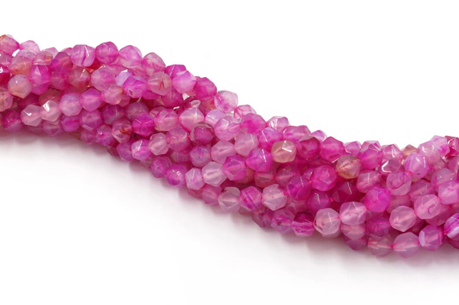 Agata tinta fili round sfaccettati 8mm – Rosa Multicolor