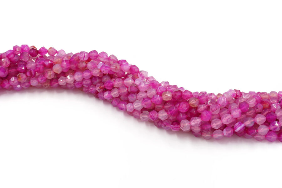 Agata tinta fili round sfaccettati 8mm – Rosa Multicolor - immagine 2