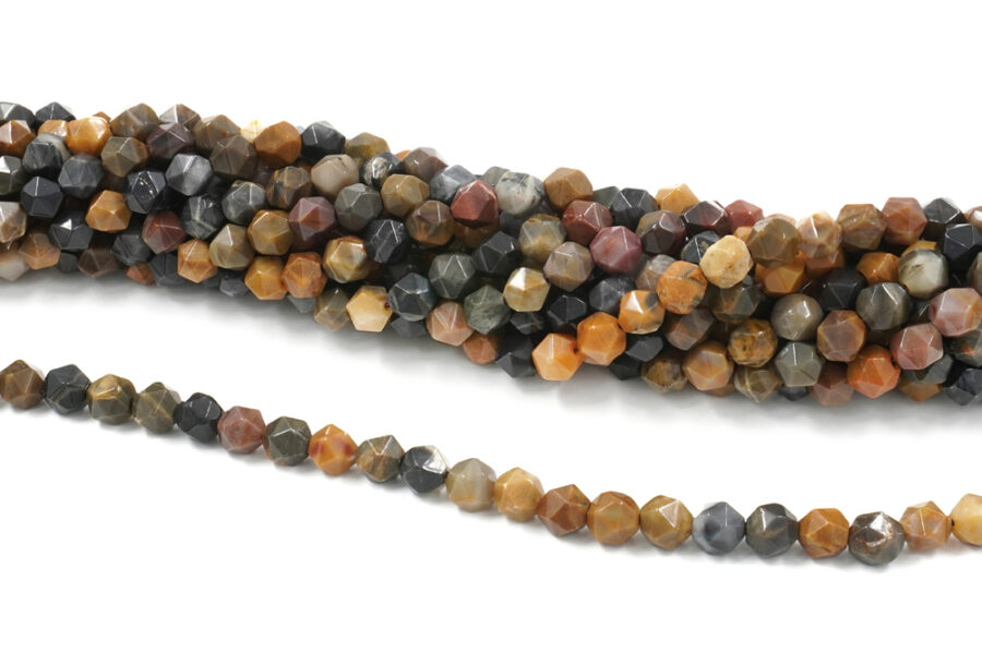 Agata tinta fili round sfaccettati 8mm – Marrone Multicolor