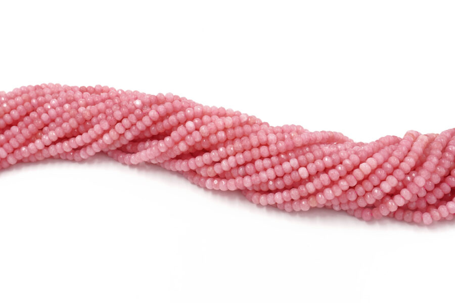 Giada tinta fili rondelle sfaccettate 6x4mm – Rosa - immagine 2