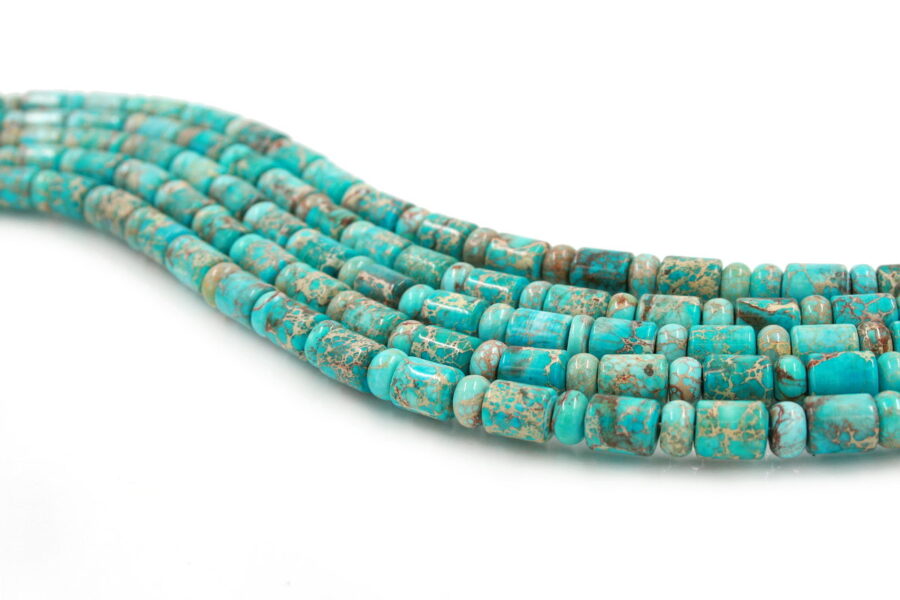 Blu Imperial Jasper fili rondelle 8x5mm e cilindri 10x8mm