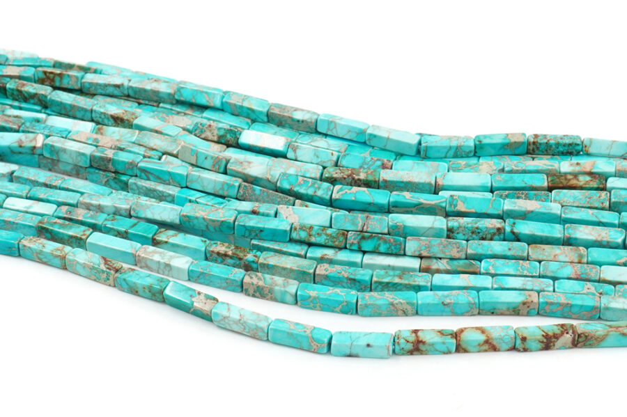 Blu Imperial Jasper fili cilindri rettangolari 8x4mm