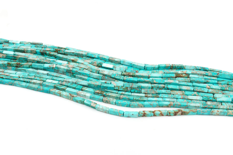 Blu Imperial Jasper fili cilindri rettangolari 8x4mm - immagine 2