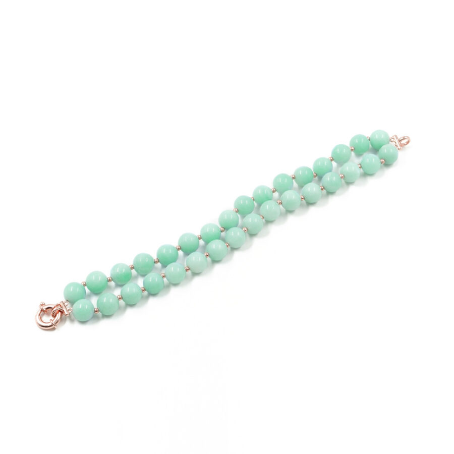 Bracciale Multifilo con amazzonite e chiusura in argento 925 – Rosato