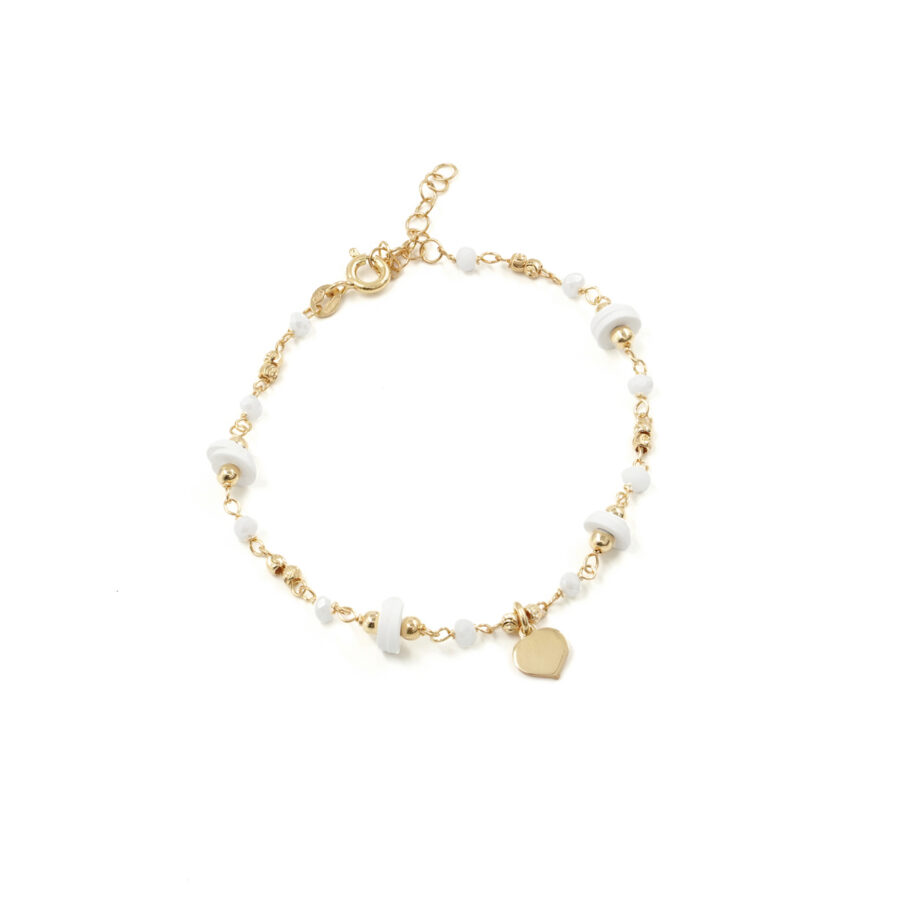 Bracciale in argento 925 con pietre di colore bianco – Dorato