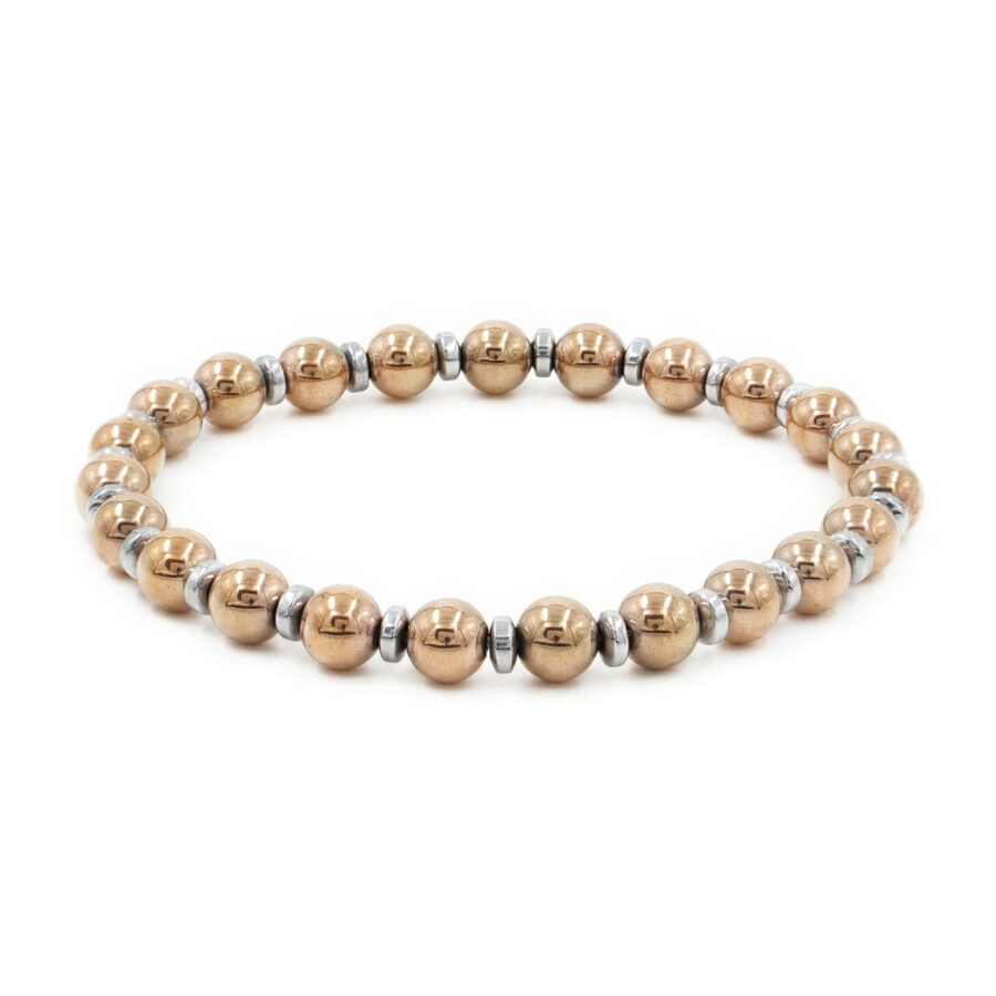 Bracciale elastico con ematite rosa e silver