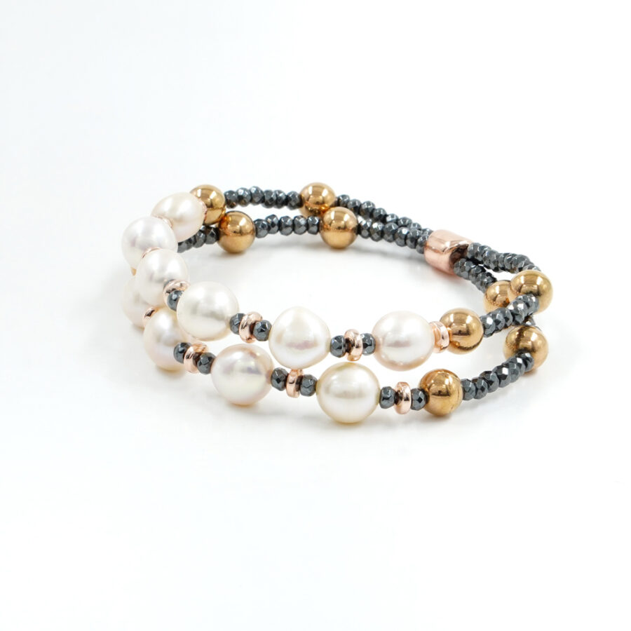 Bracciale elastico con ematite, perle