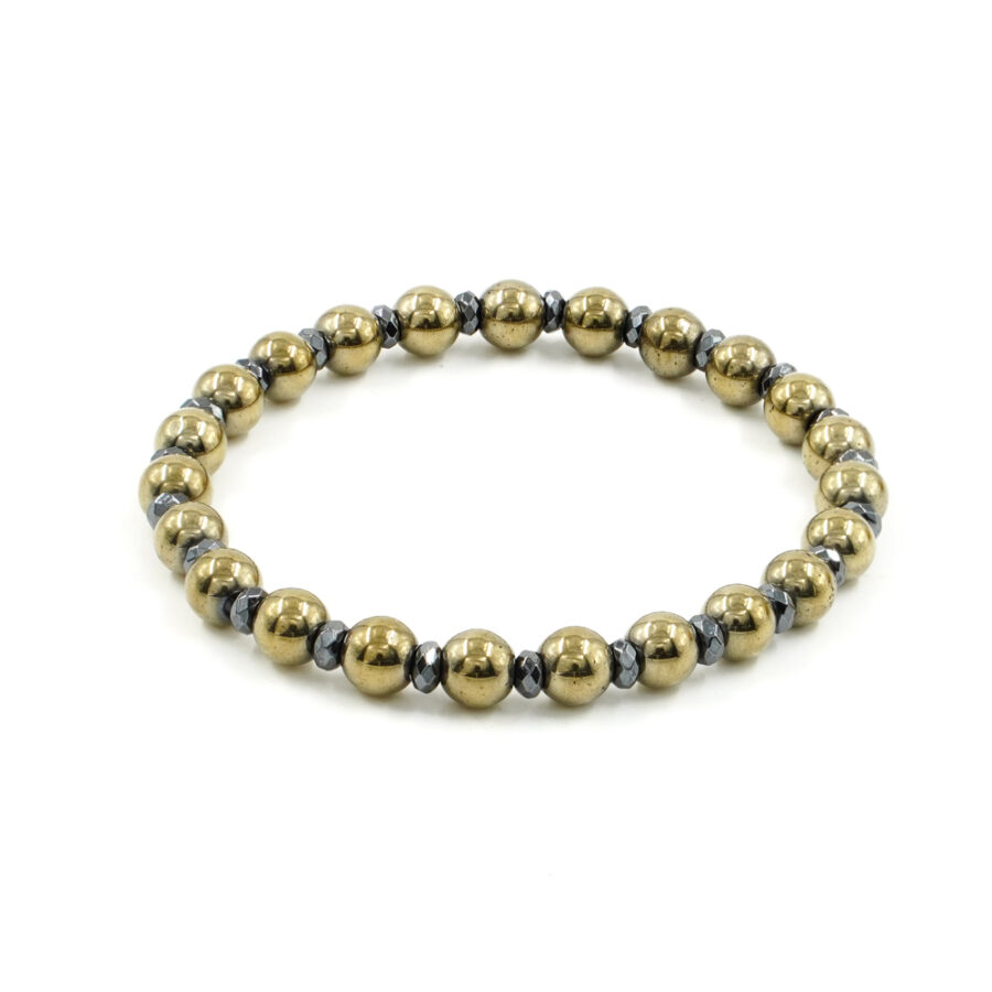 Bracciale elastico con ematite nera e color pirite