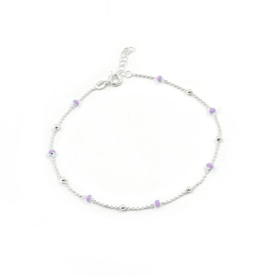 Cavigliera in argento 925 con elementi smaltati viola – Argentato