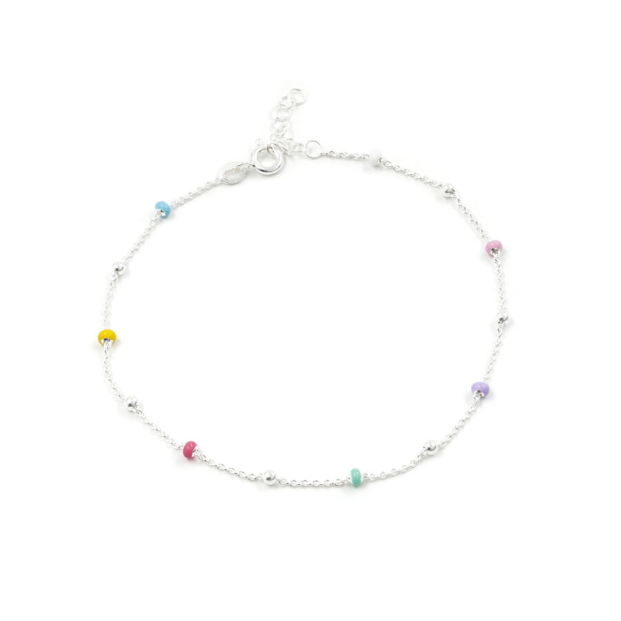 Cavigliera in argento 925 con elementi smaltati multicolor – Argentato