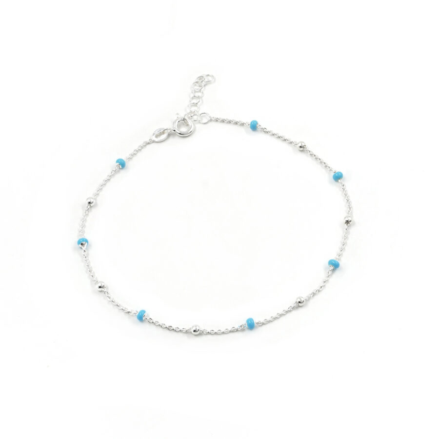 Cavigliera in argento 925 con elementi smaltati azzurro – Argentato