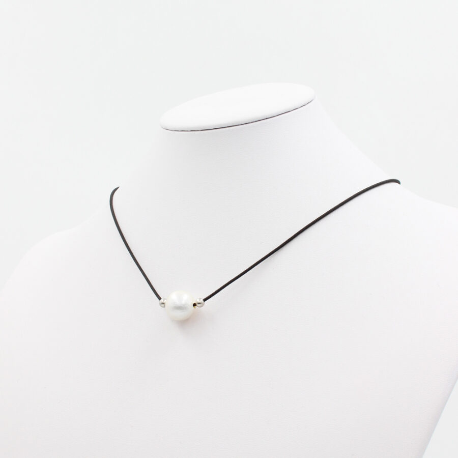 Collana a laccio con perla Edison e elementi e chiusura in argento 925‰